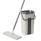 Hands-Free Flat Mop & Bucket Set — Grey & White