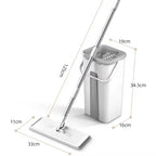Hands-Free Flat Mop & Bucket Set — Grey & White
